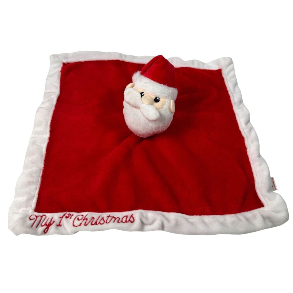 Hudson Baby Santa Claus Lovey Security Blanket Red 14”x14” My 1st Christmas HB